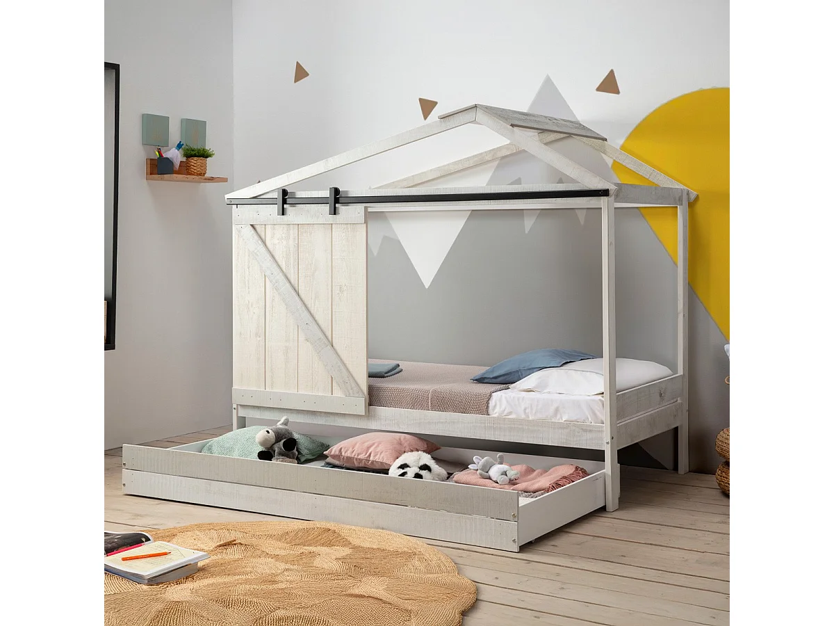 Graues Bett im Hausstil, 208 x 183 cm