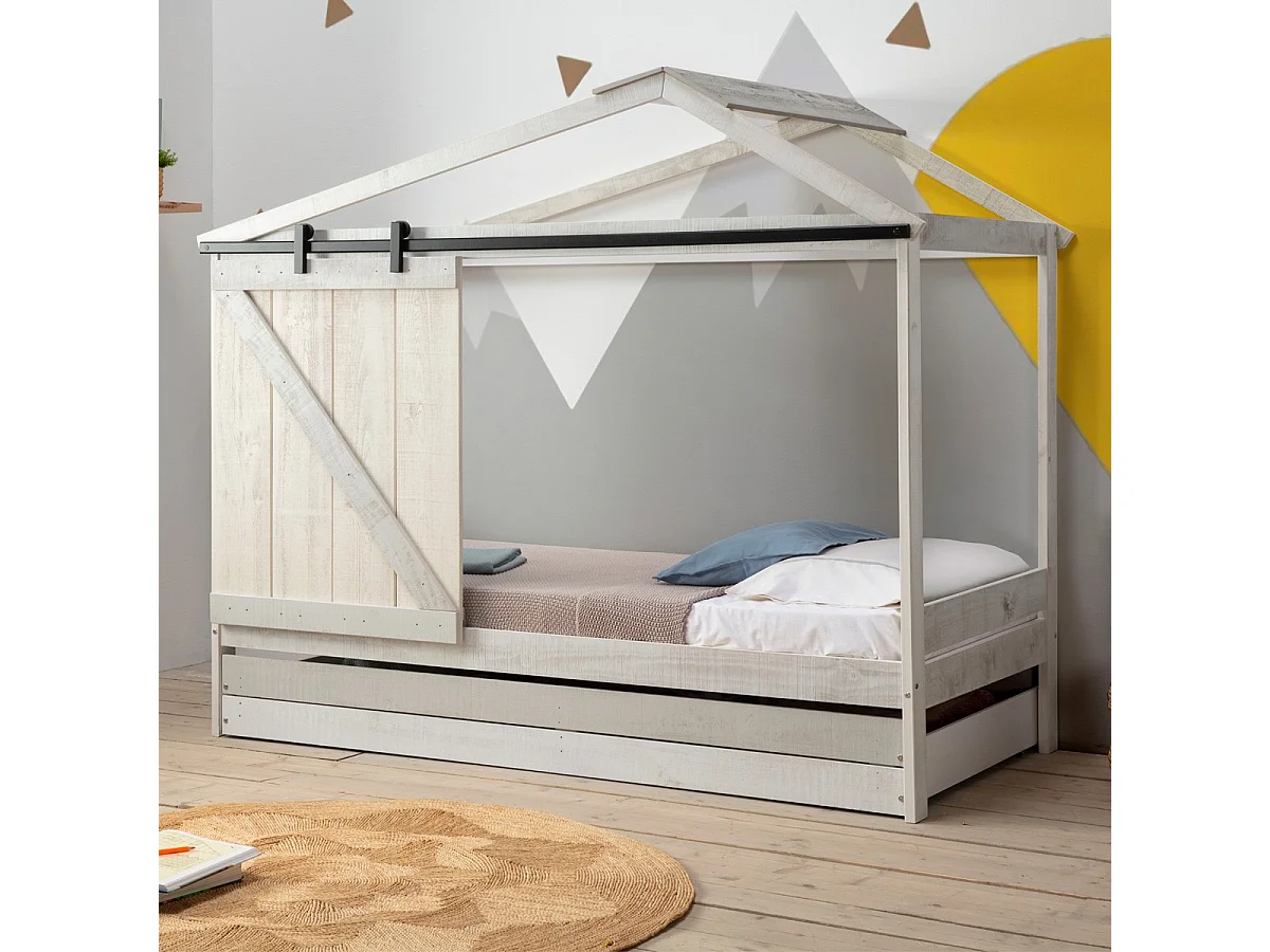 Graues Bett im Hausstil, 208 x 183 cm