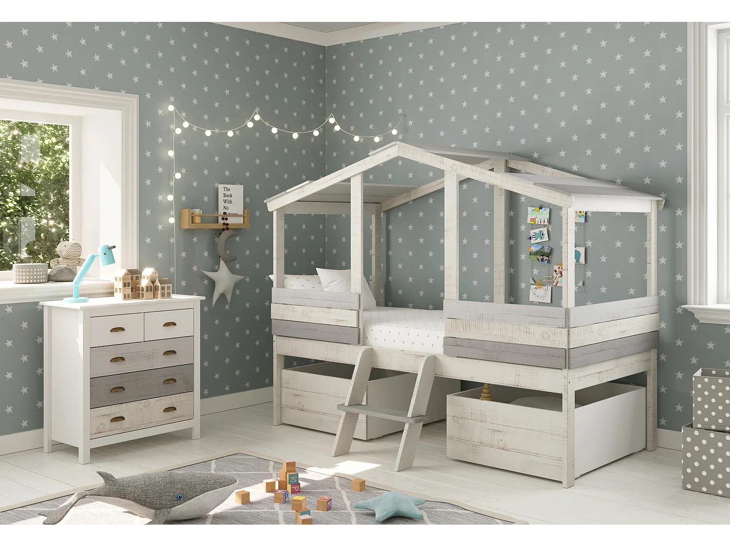 Cama estilo casa 206x165 cm