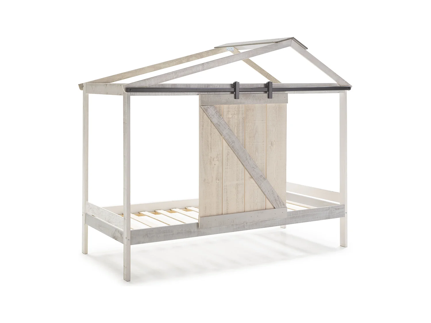 Lit style maison gris 208x183 cm