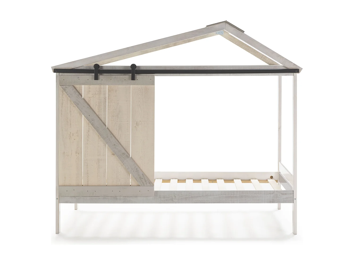 Lit style maison gris 208x183 cm