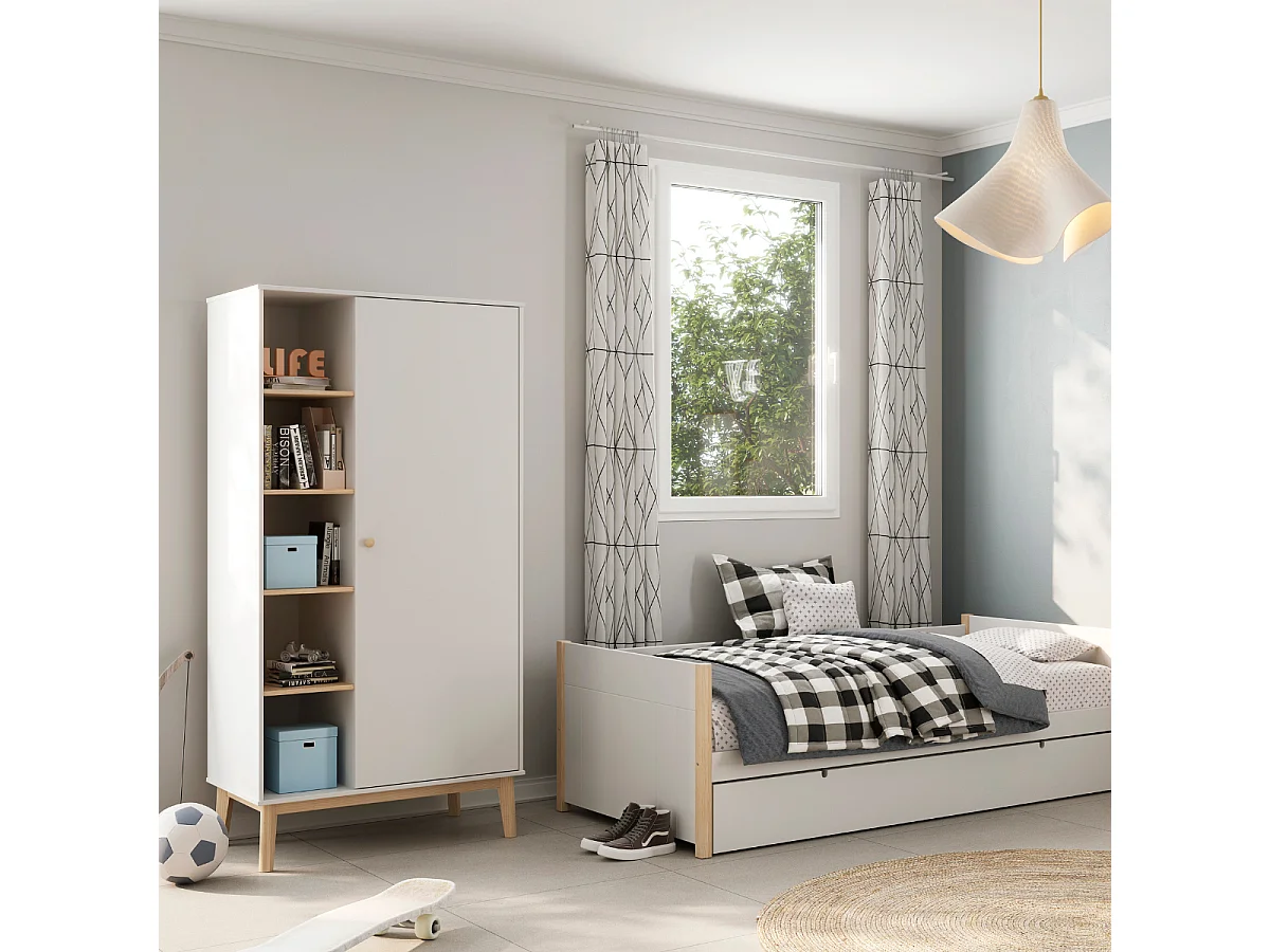 Armoire 1 porte et 5 niches ouvertes H181 cm - SIMON