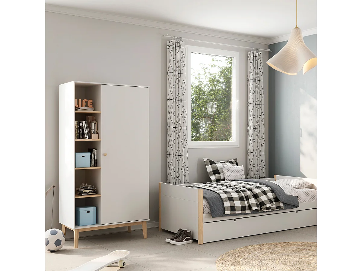 Armoire 1 porte et 5 niches ouvertes H181 cm - SIMON