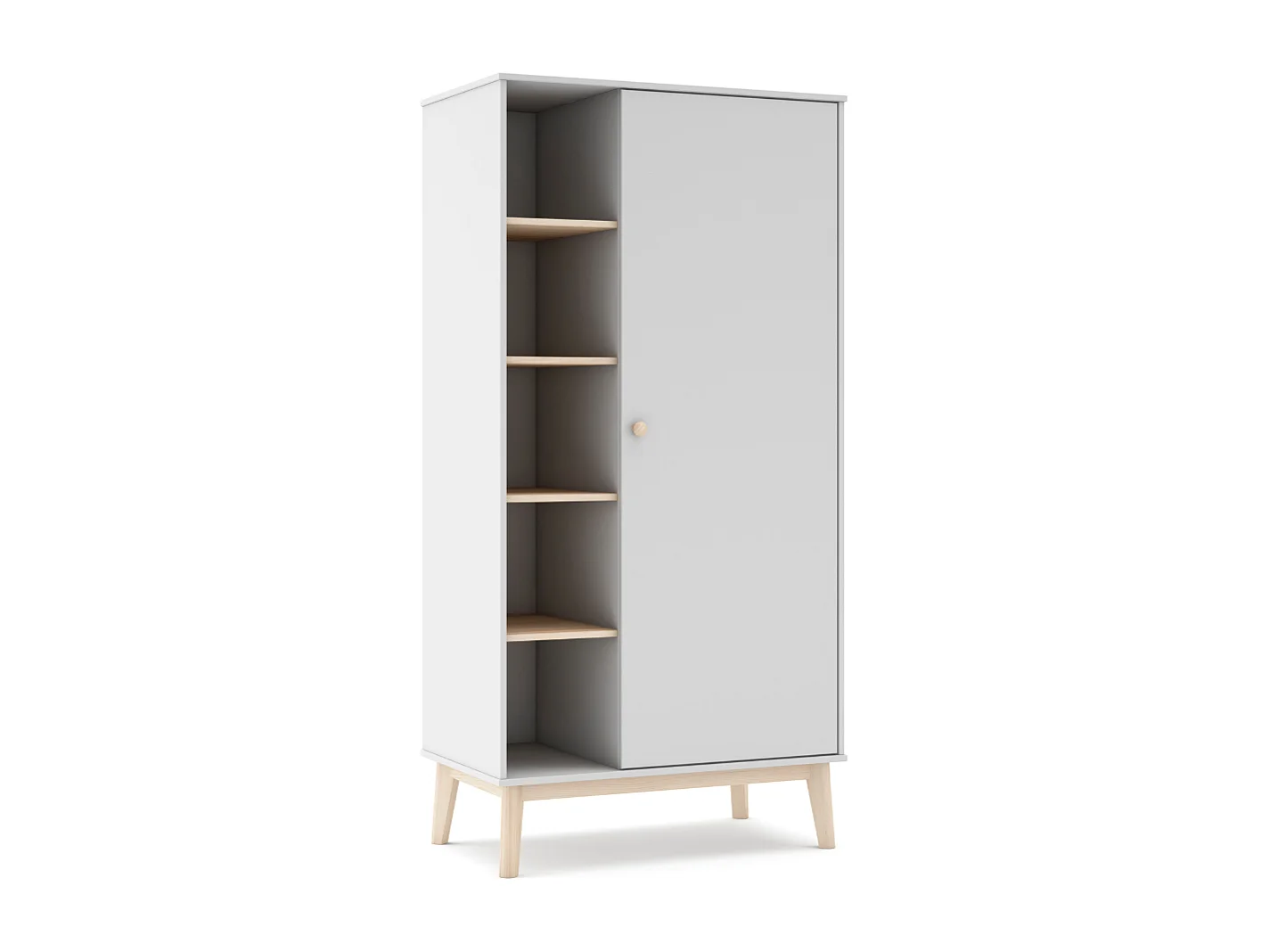 Armoire 1 porte et 5 niches ouvertes H181 cm - SIMON