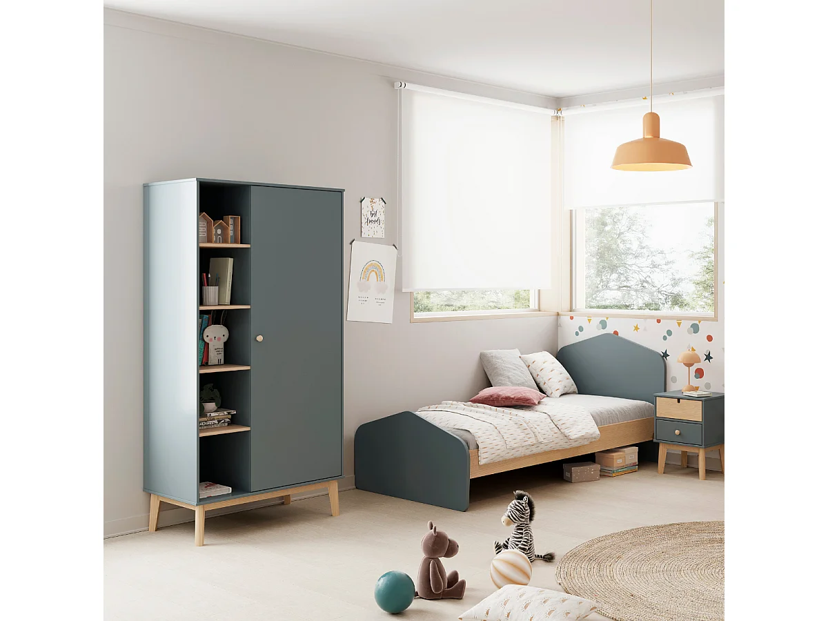 Armoire 1 porte et 5 niches ouvertes H181 cm - SIMON