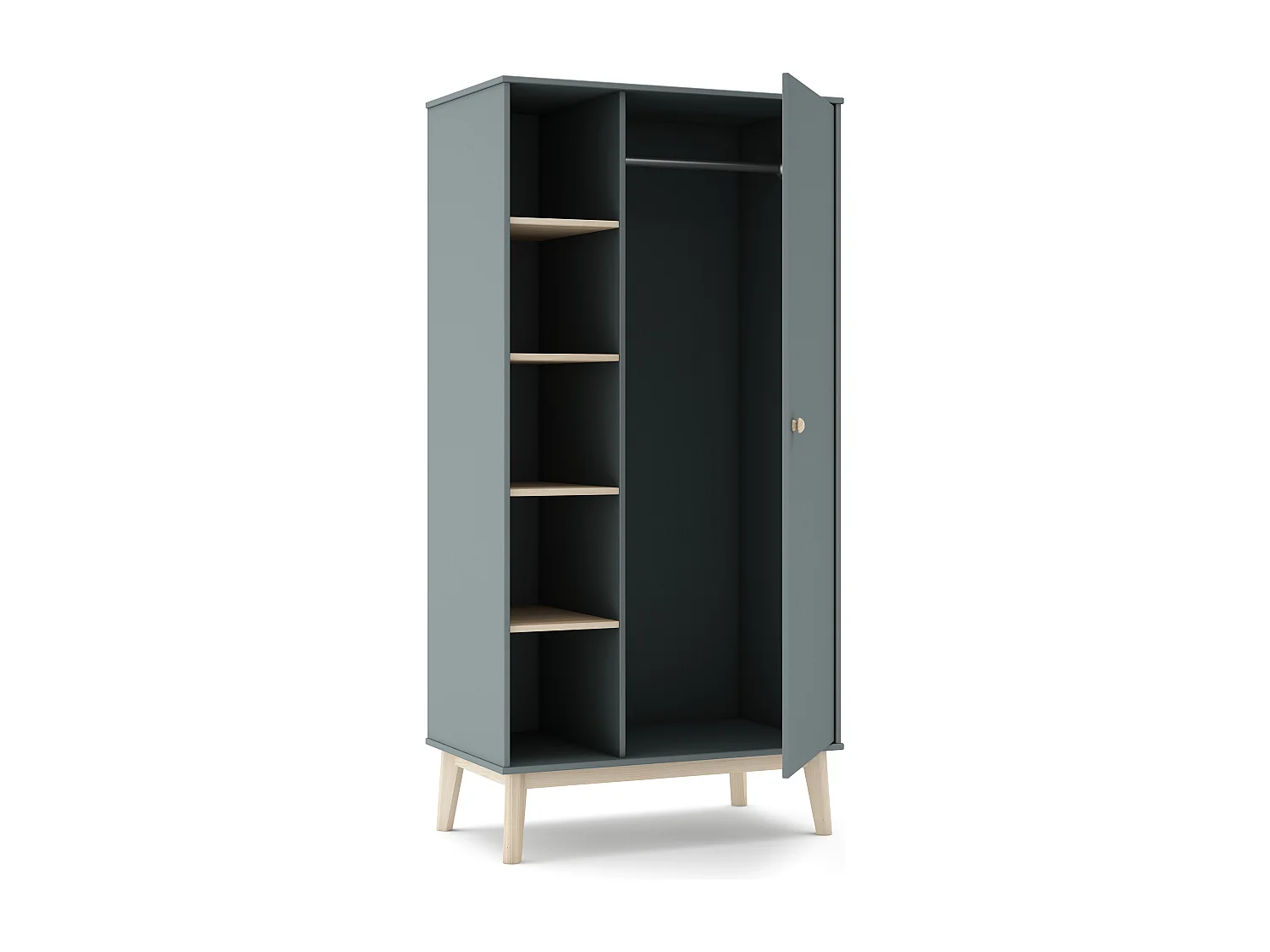 Armoire 1 porte et 5 niches ouvertes H181 cm - SIMON