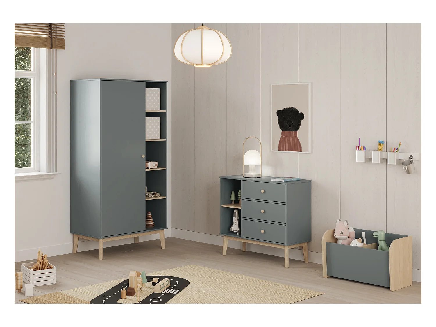 Kast met 1 deur en 4 planken 90x181 cm