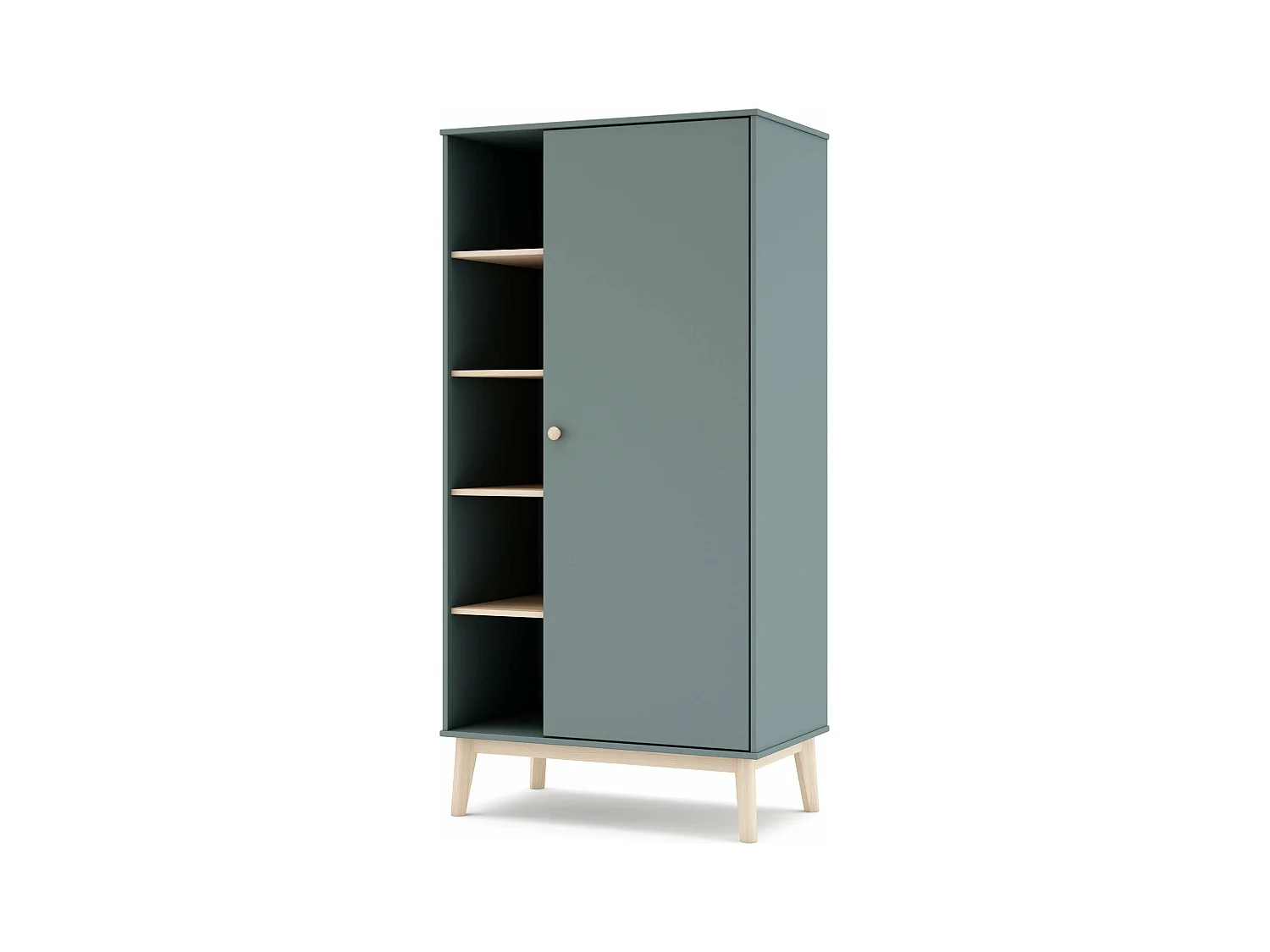 Kast met 1 deur en 4 planken 90x181 cm