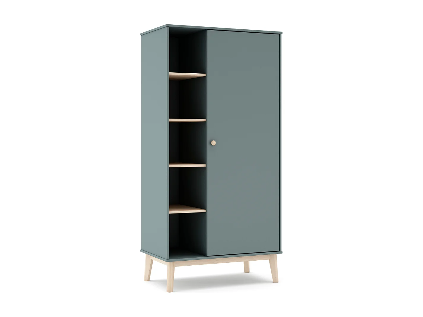 Armoire 1 porte et 5 niches ouvertes H181 cm - SIMON