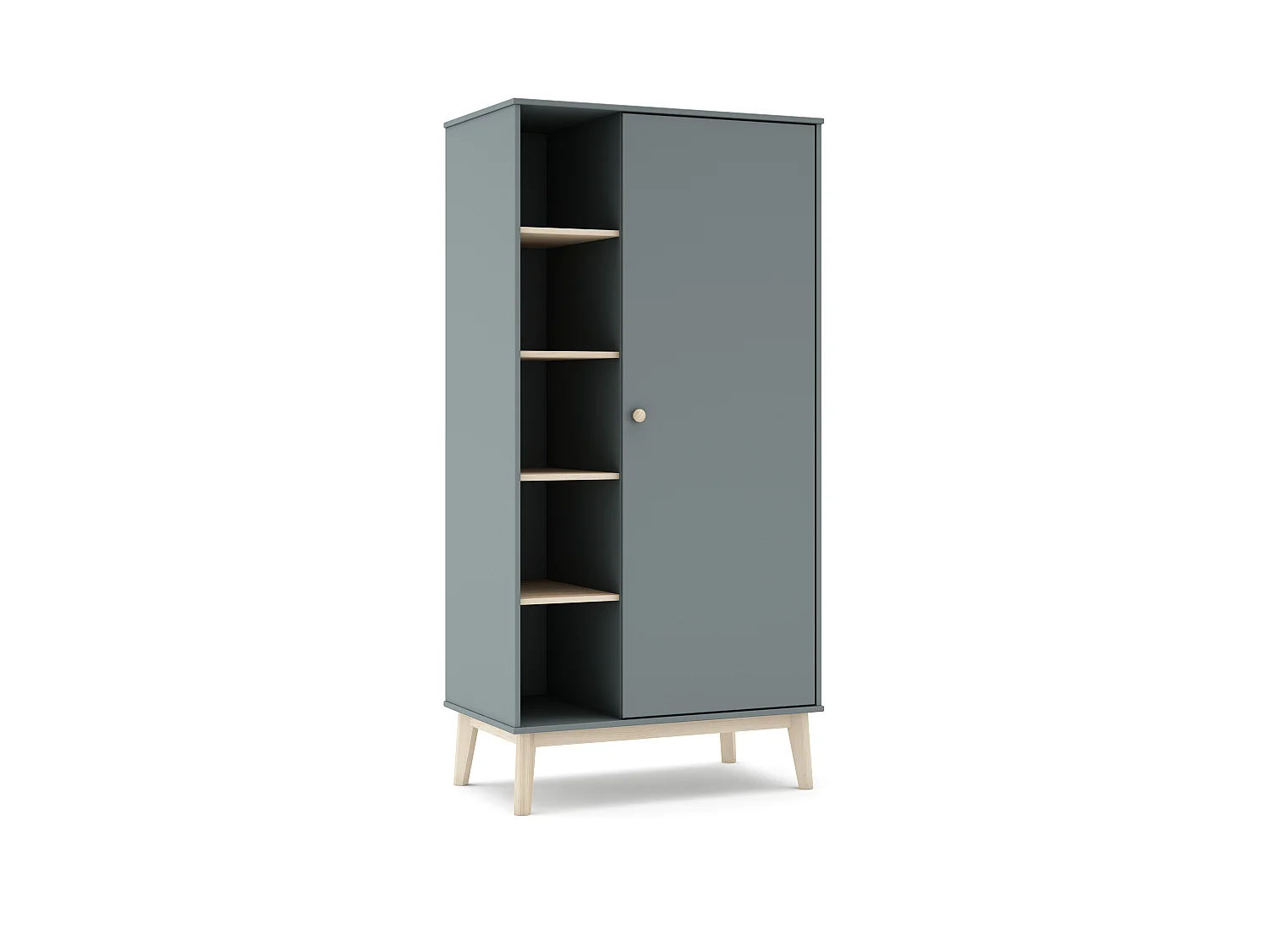Armoire 1 porte et 5 niches ouvertes H181 cm - SIMON
