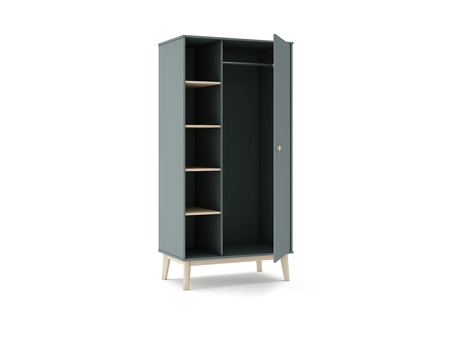 Armoire 1 porte et 5 niches ouvertes H181 cm - SIMON