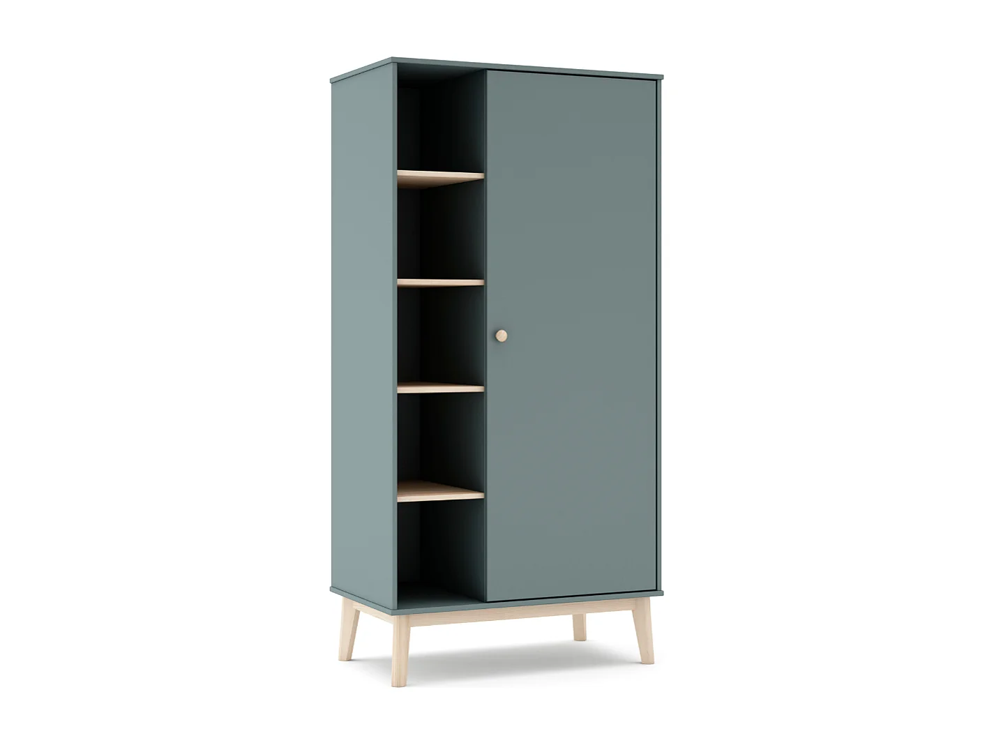 Armoire 1 porte et 5 niches ouvertes H181 cm - SIMON