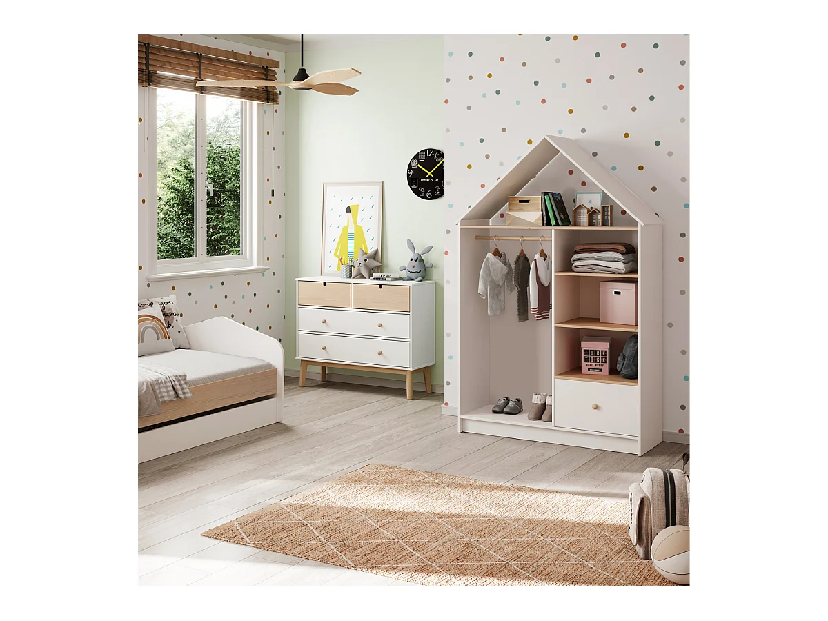 Armário com 3 compartimentos e 1 gaveta 110x180 cm