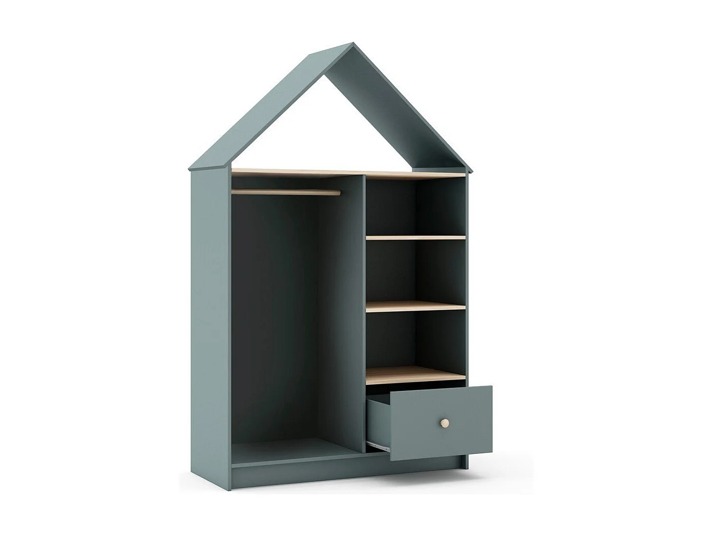 Dressing ouvert 3 niches, 1 tiroir et 1 penderie H180 cm - LÉONIE