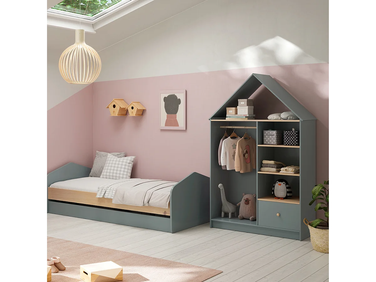 Dressing ouvert 3 niches, 1 tiroir et 1 penderie H180 cm LEONIE