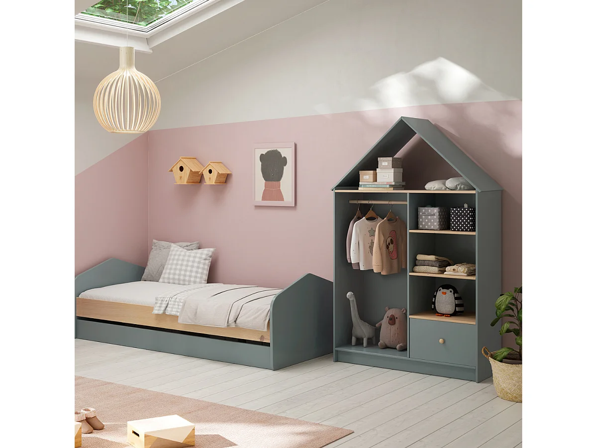 Dressing ouvert 3 niches, 1 tiroir et 1 penderie H180 cm LEONIE