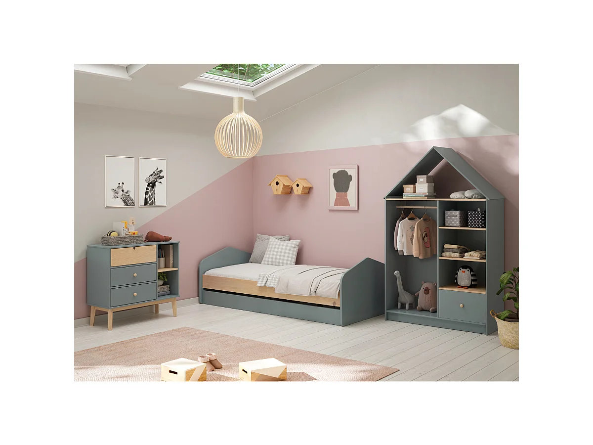 Dressing ouvert 3 niches, 1 tiroir et 1 penderie H180 cm LEONIE