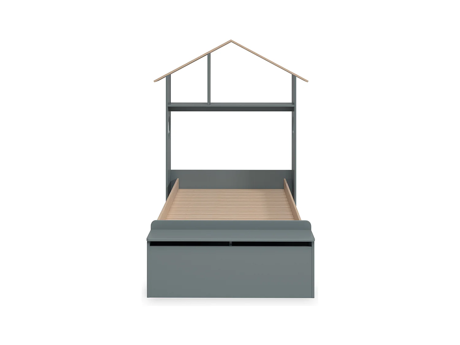 Cama individual con estante y baúl 216,5x153 cm