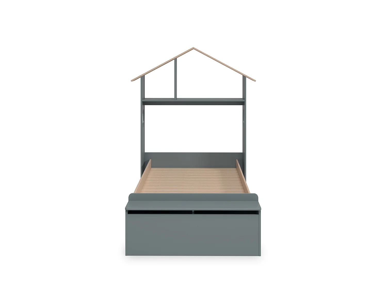 Lit simple avec étagère et coffre de rangement 216,5x153 cm