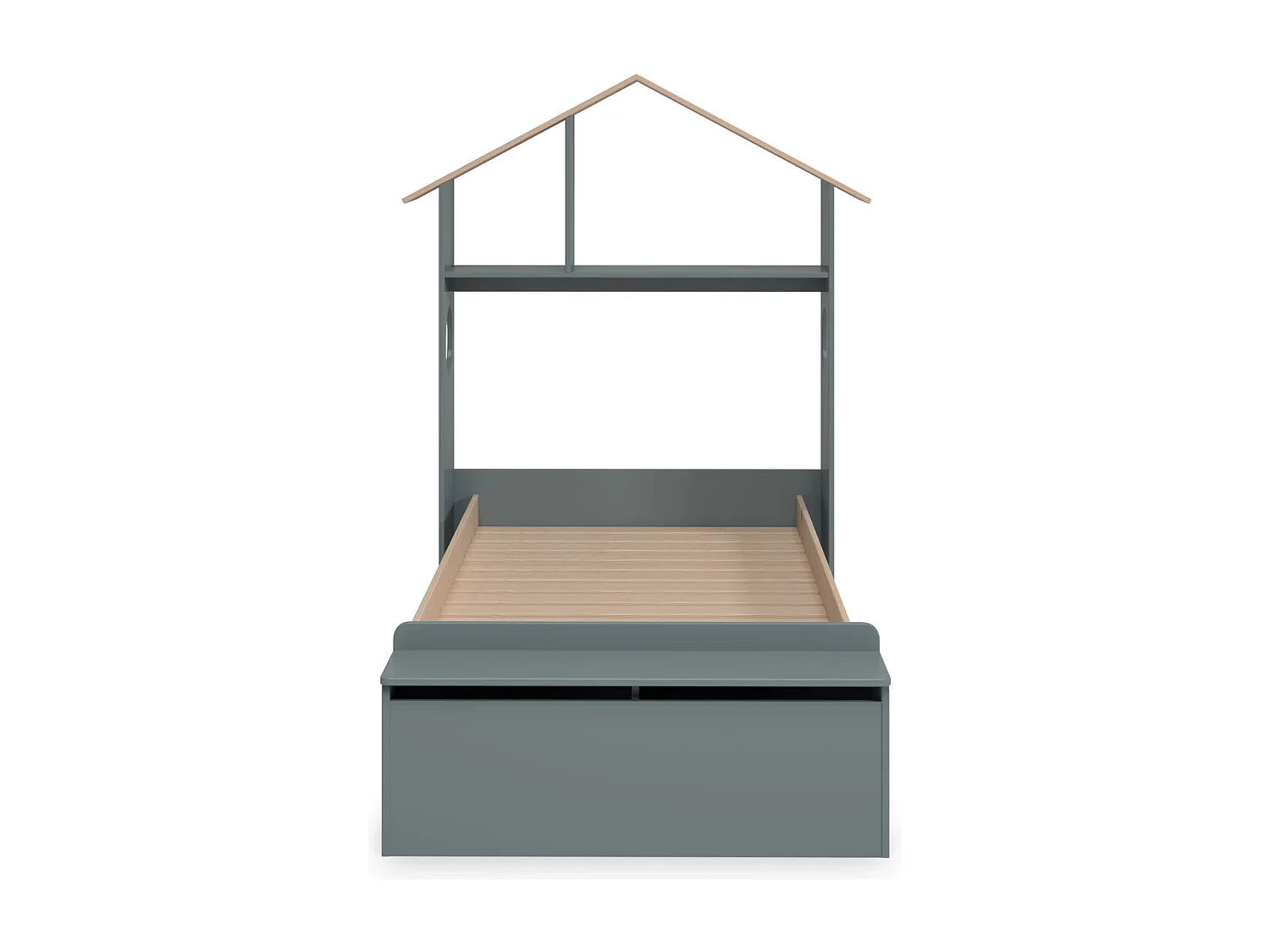 Letto singolo con mensola e baule porta oggetti 216.5x153 cm