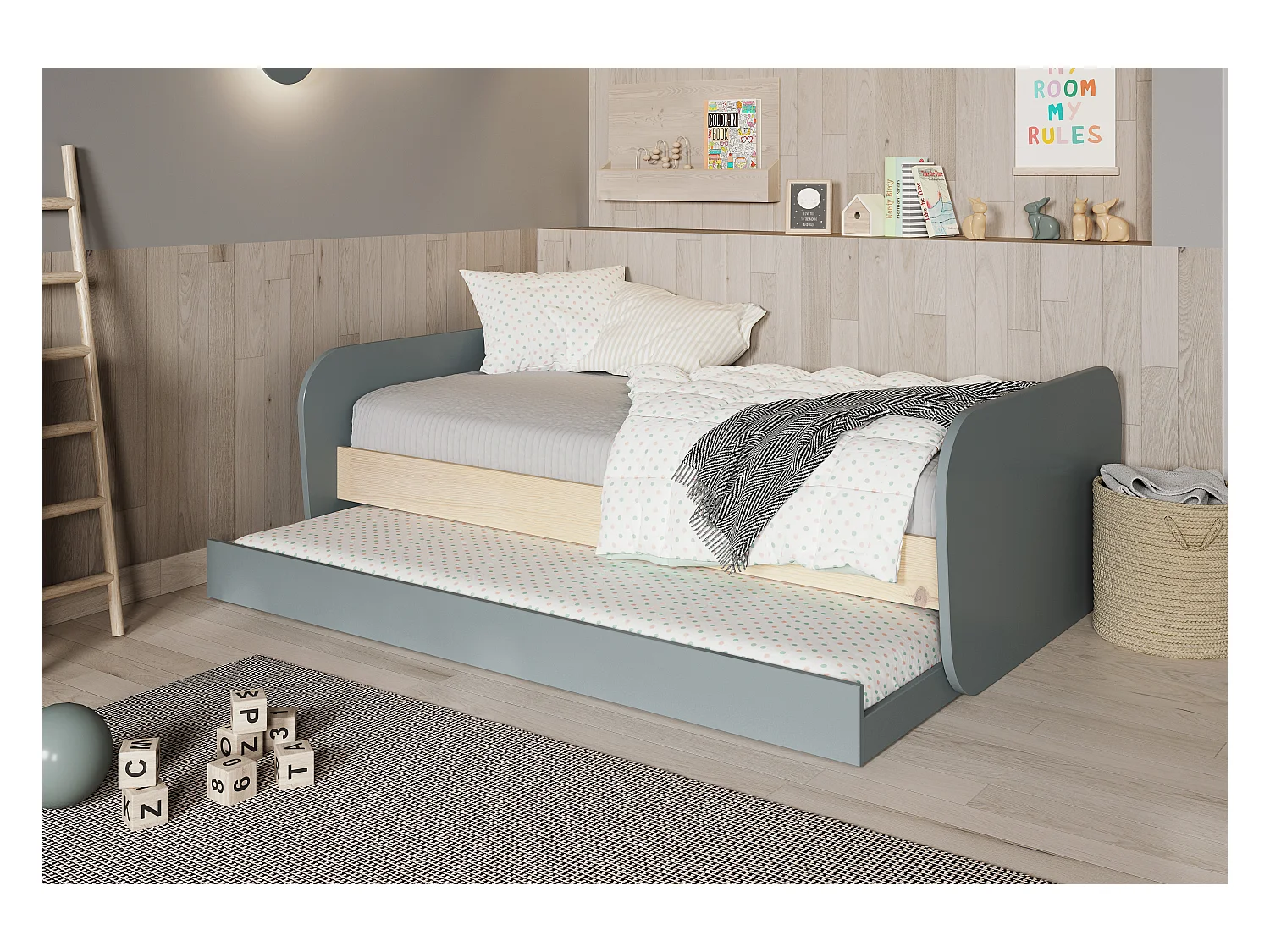 Doppio letto a ponte estraibile 205x103 cm