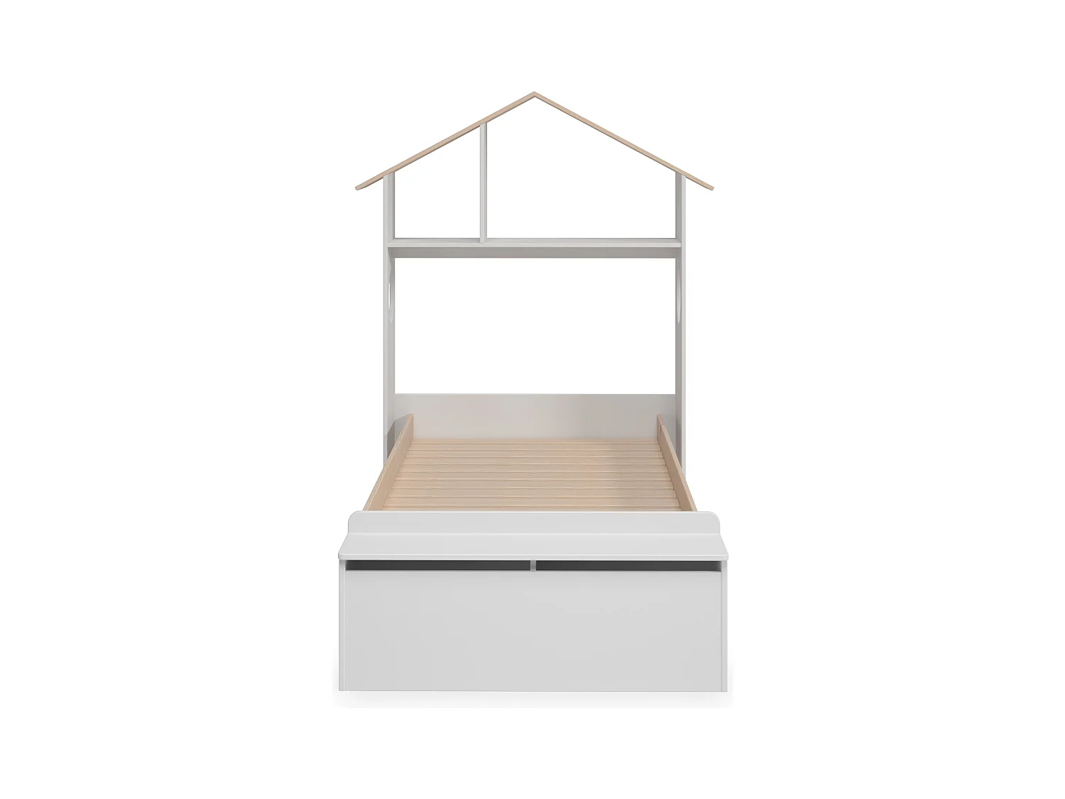 Lit simple avec étagère et coffre de rangement 216,5x153 cm