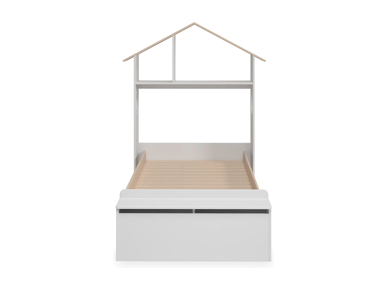 Lit simple avec étagère et coffre de rangement 216,5x153 cm