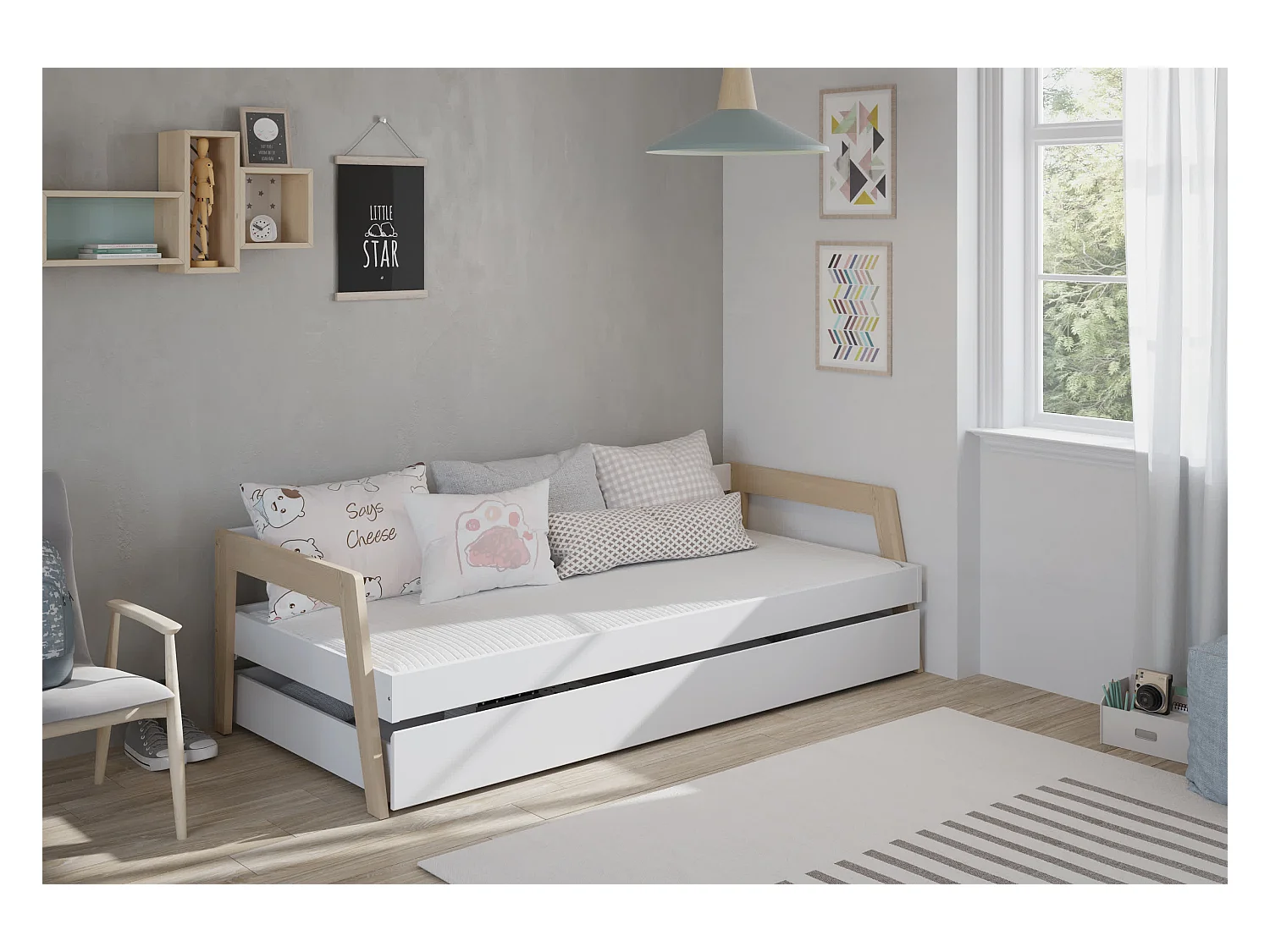 Doppio letto a ponte estraibile 208x96 cm