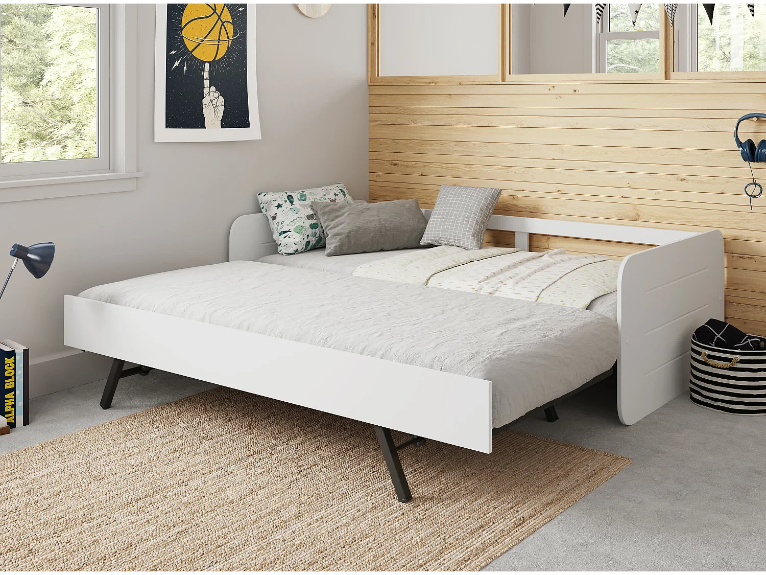 Cama puente doble extraíble 195x105 cm