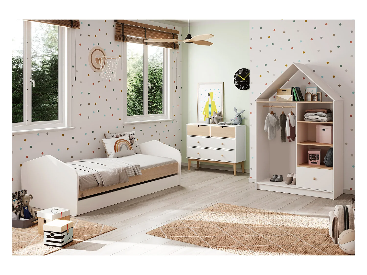 Letto singolo con cassettone estraibile 205x100 cm