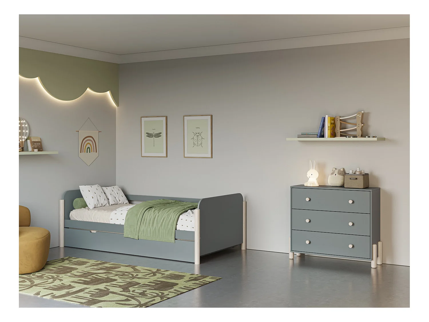 Doppio letto a ponte estraibile 203x108 cm