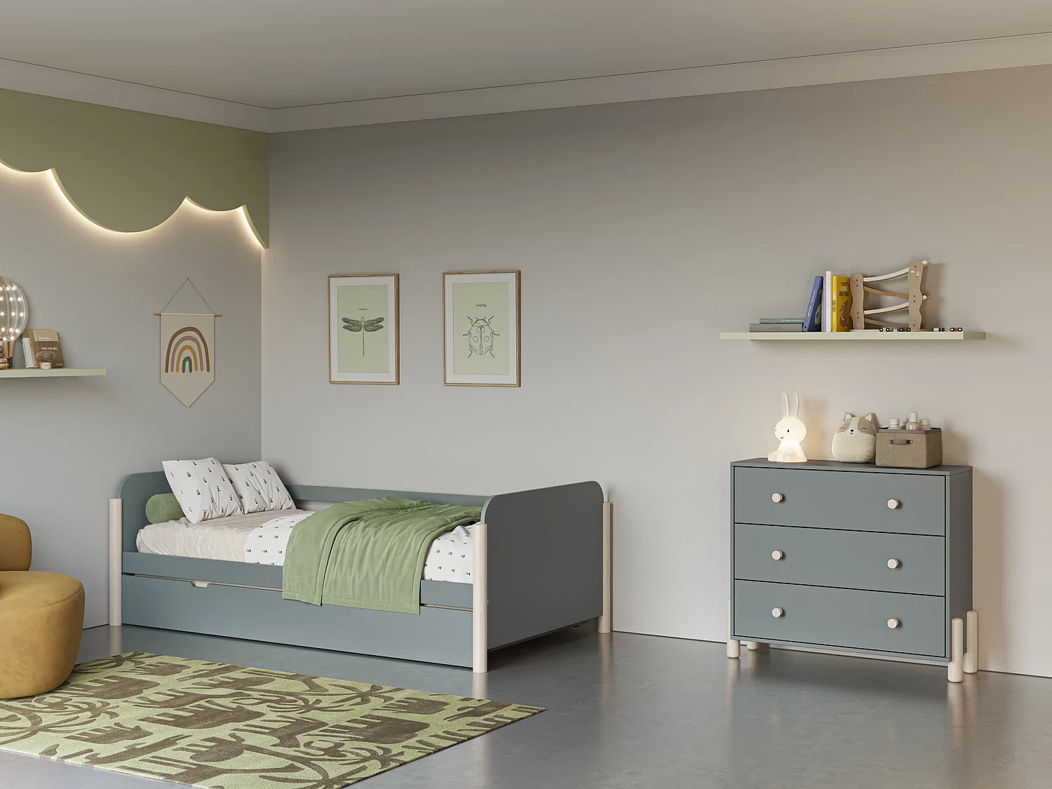 Lit pont gigogne double 203x108 cm