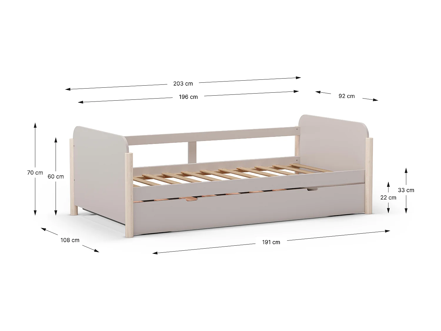 Verlichte pont gigogne dubbel 203x108 cm