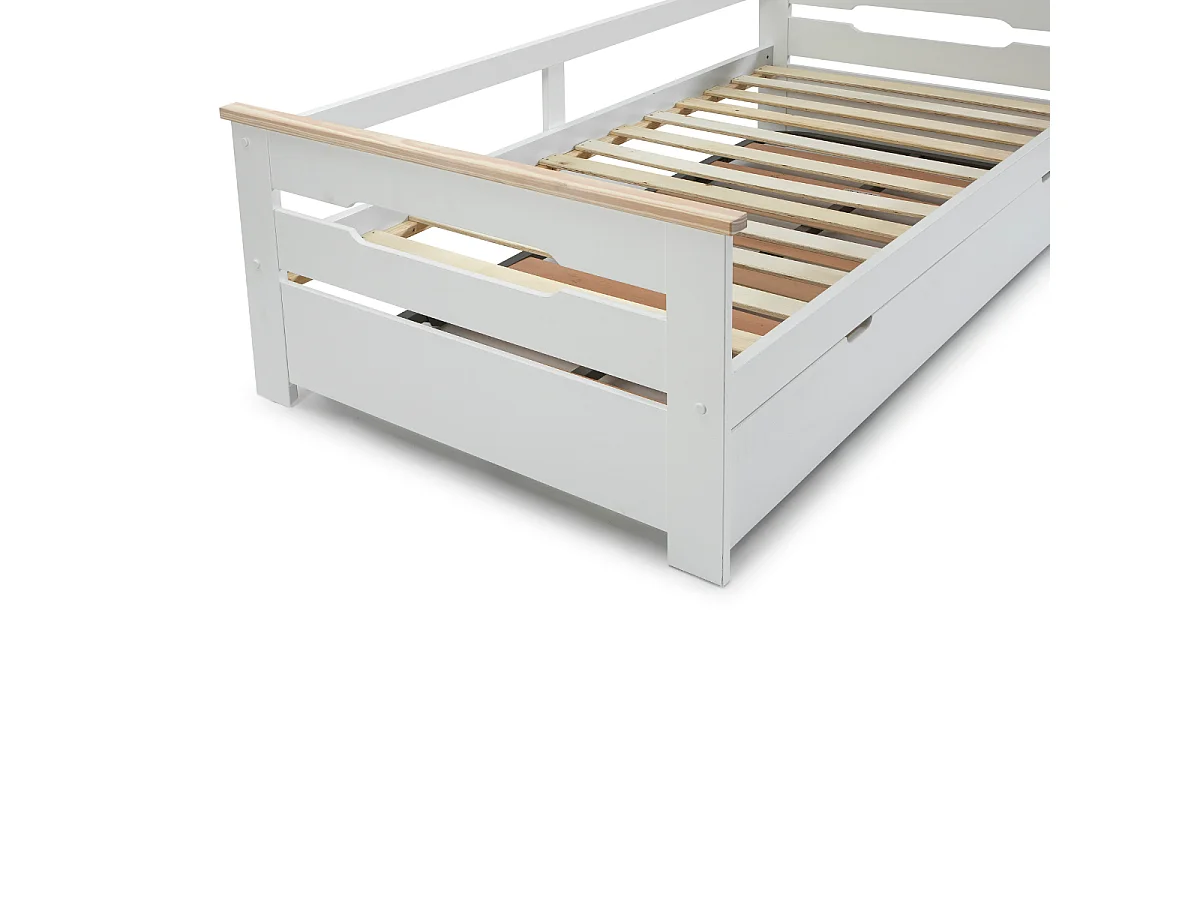 Lit pont gigogne double blanc 199x105 cm