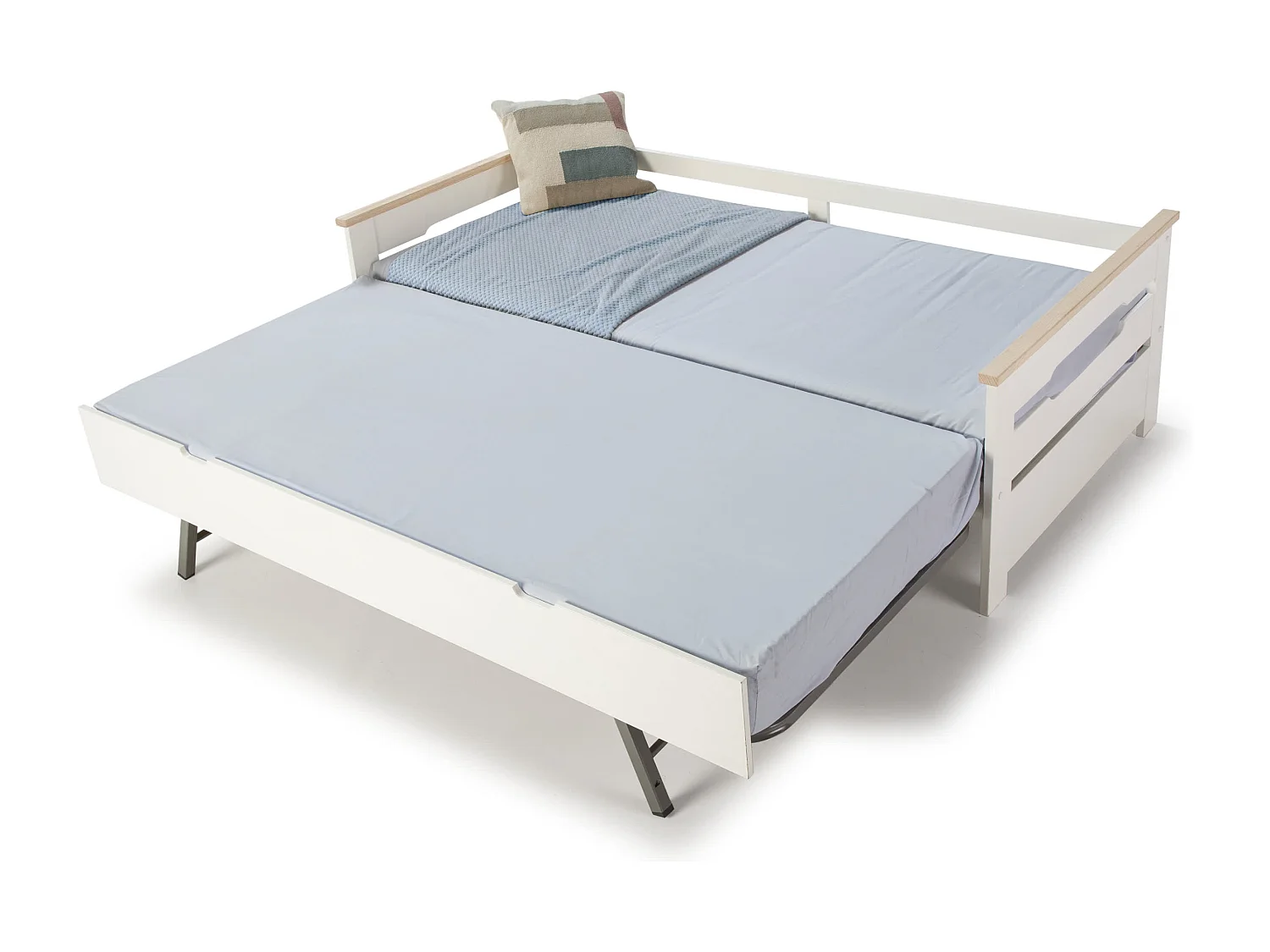 Lit pont gigogne double blanc 199x105 cm