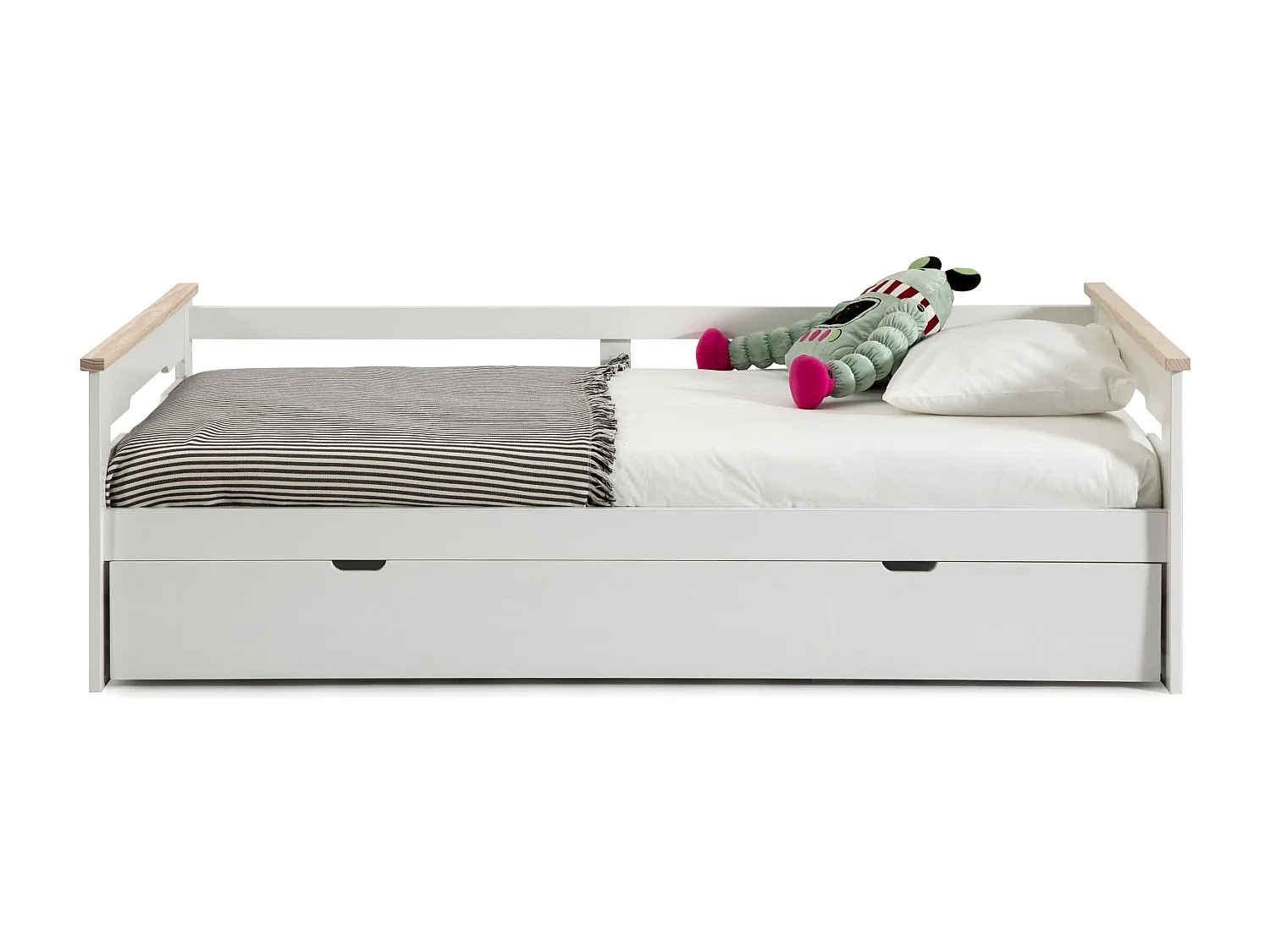 Lit pont gigogne double blanc 199x105 cm