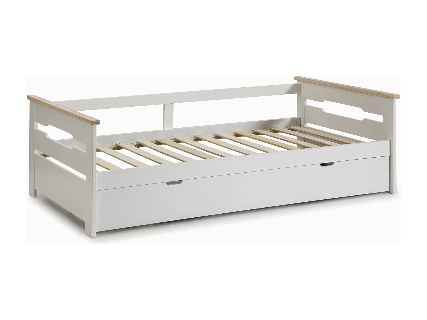 Lit pont gigogne double blanc 199x105 cm