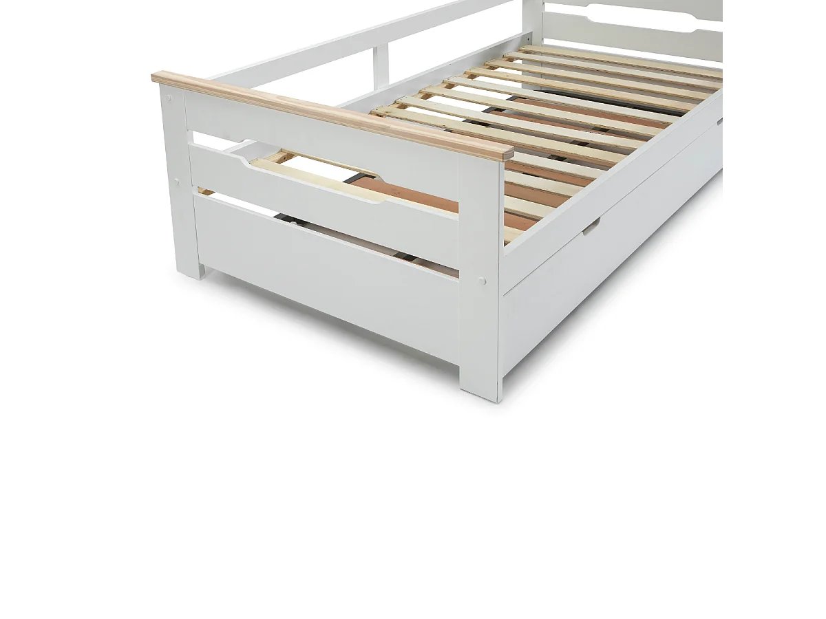 Lit pont gigogne double blanc 199x105 cm