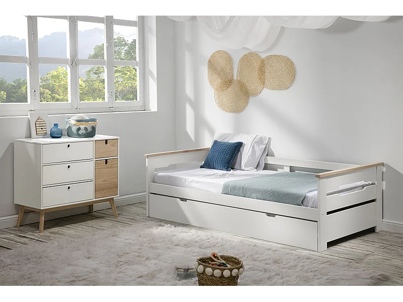 Cama puente plegable doble blanca 199x105 cm