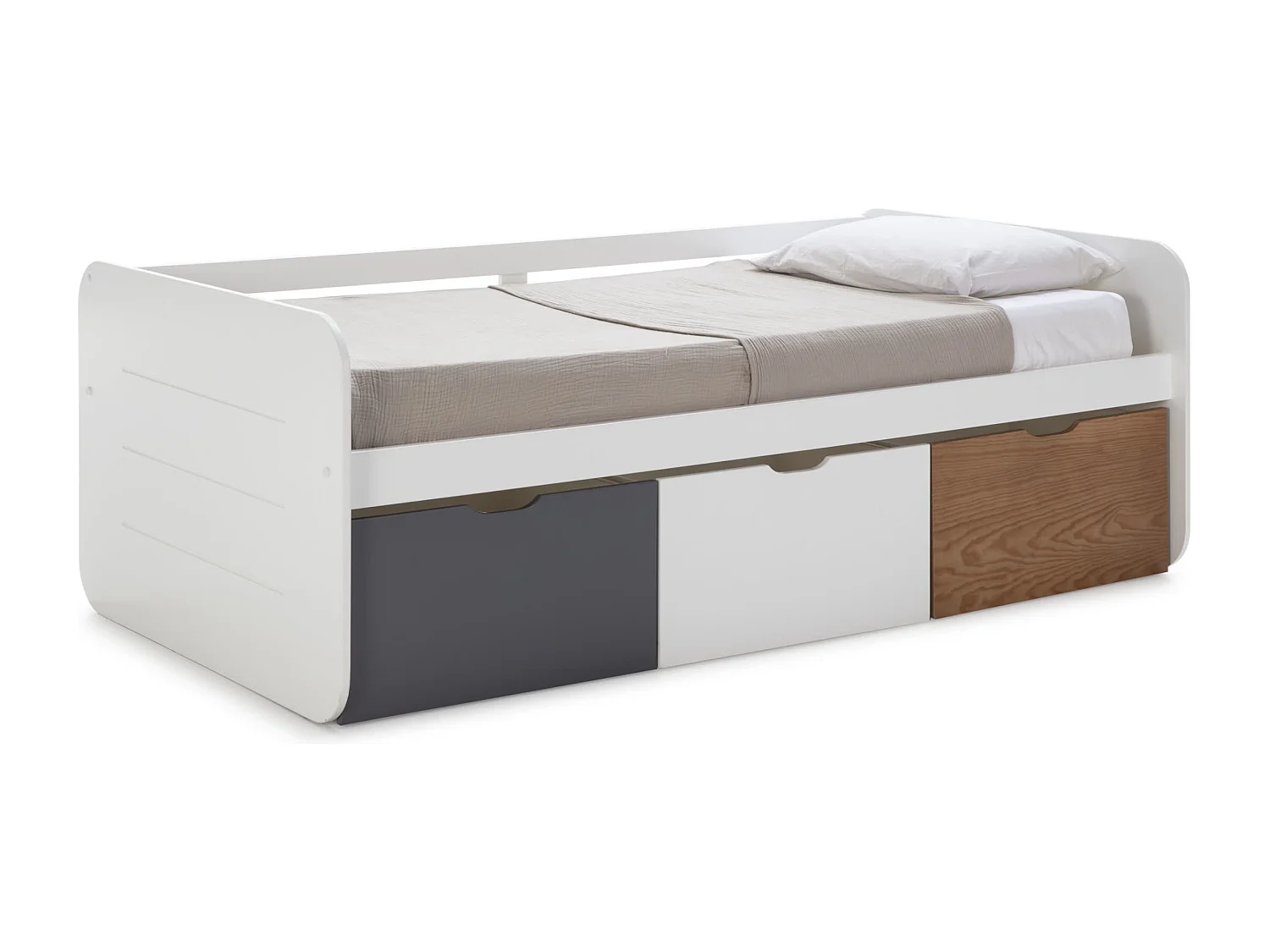 Lit blanc avec 3 tiroirs de rangement 195x105 cm