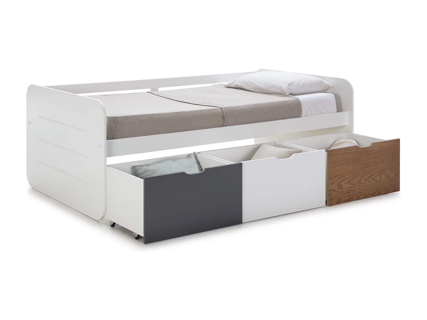 Lit blanc avec 3 tiroirs de rangement 195x105 cm