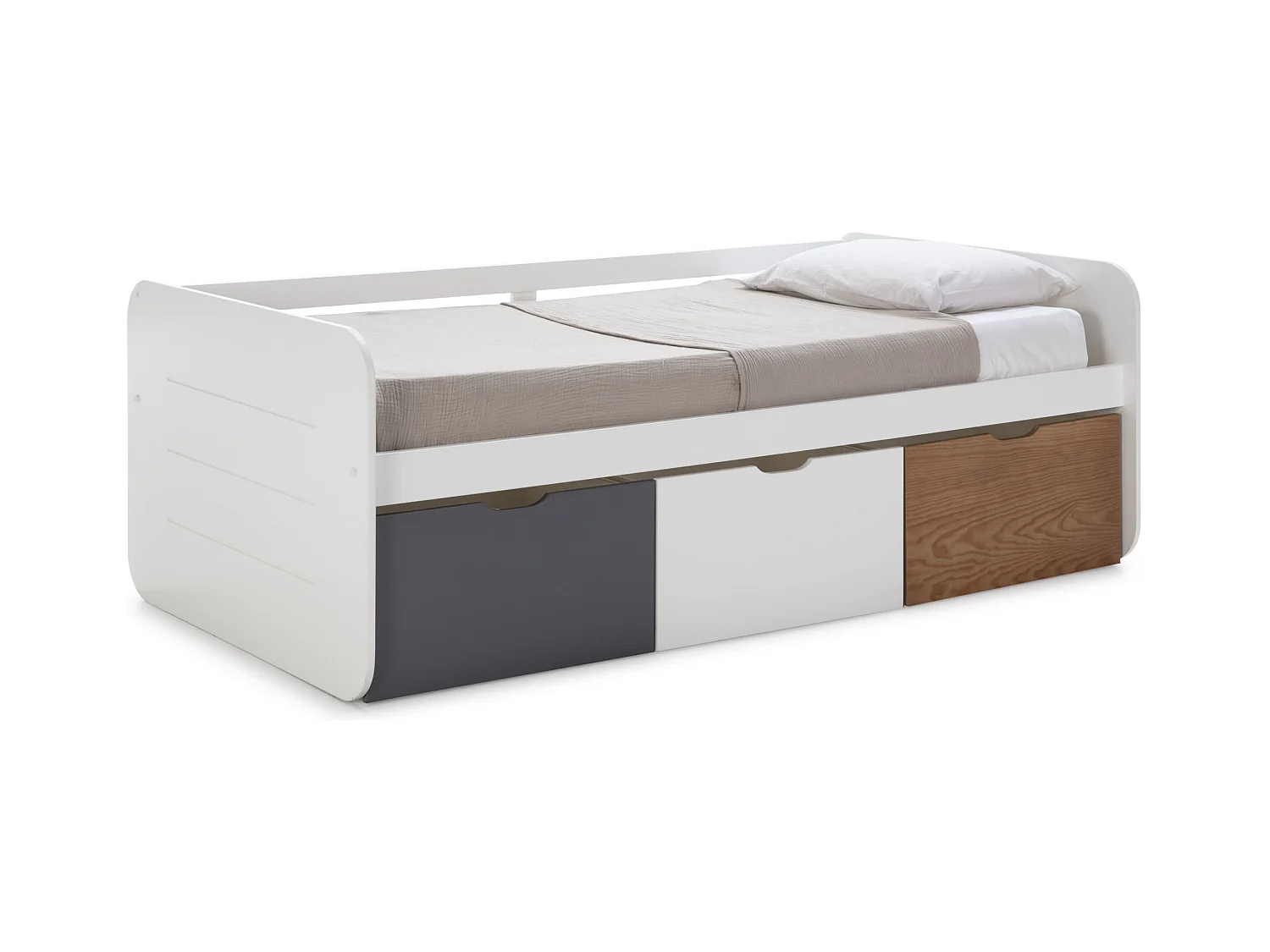 Lit blanc avec 3 tiroirs de rangement 195x105 cm