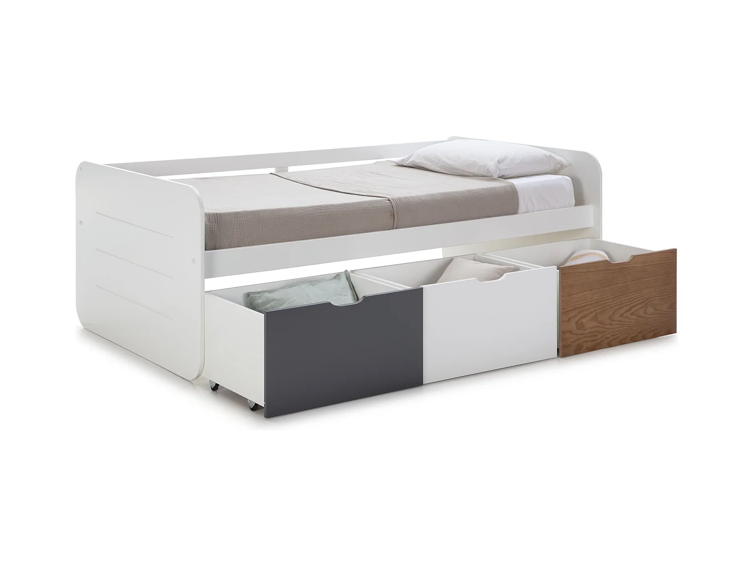Lit blanc avec 3 tiroirs de rangement 195x105 cm