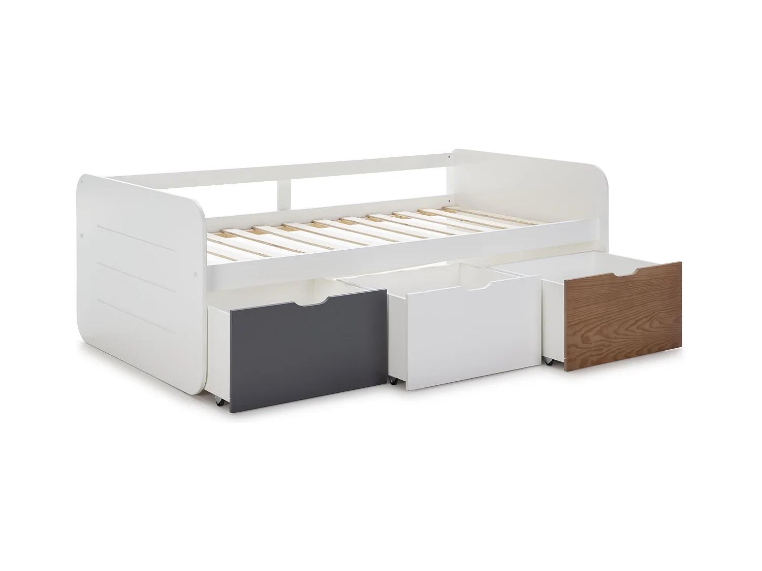 Lit blanc avec 3 tiroirs de rangement 195x105 cm
