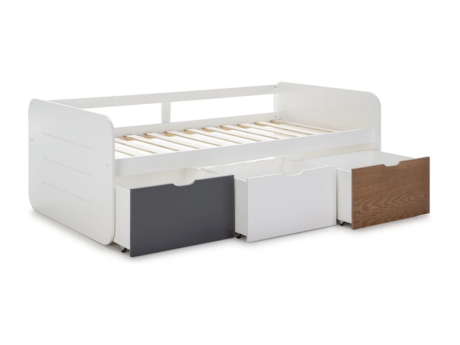 Lit blanc avec 3 tiroirs de rangement 195x105 cm