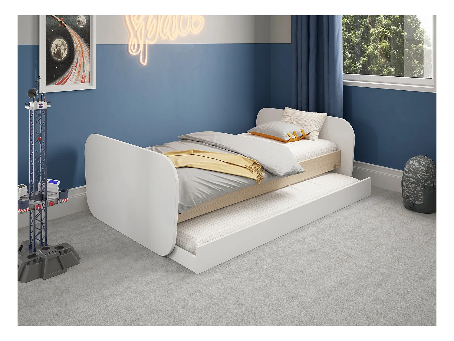Lit pont gigogne double 205x103 cm