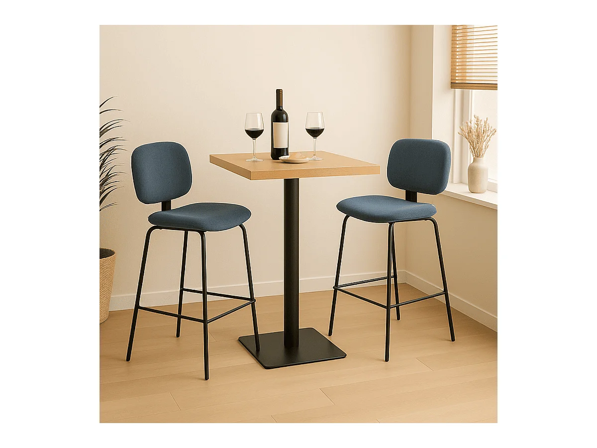 Lot de 2 tabourets en velours côtelé avec pieds en métal noir H65 cm - ARUS