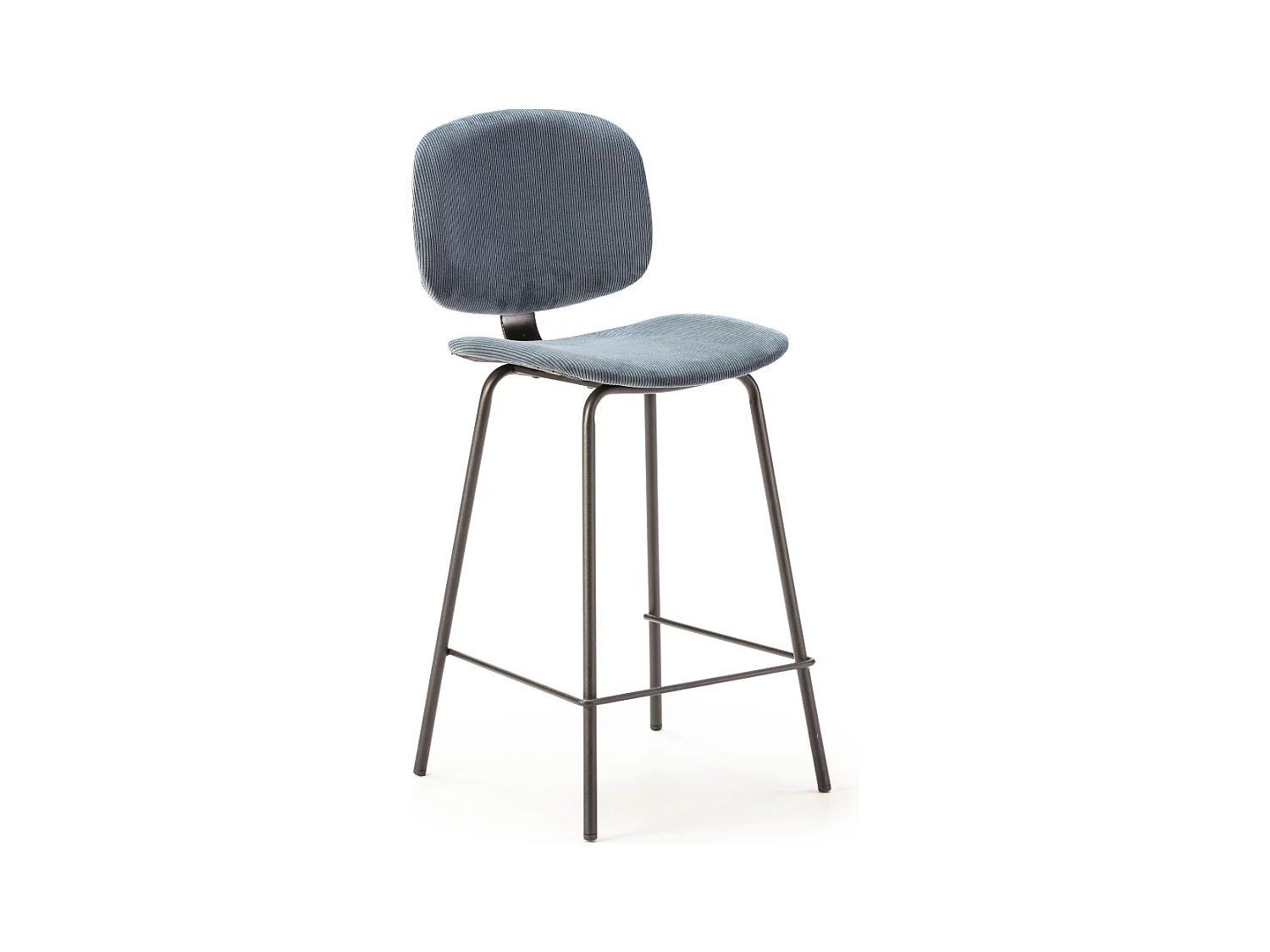 Lot de 2 tabourets en velours côtelé avec pieds en métal noir H65 cm - ARUS