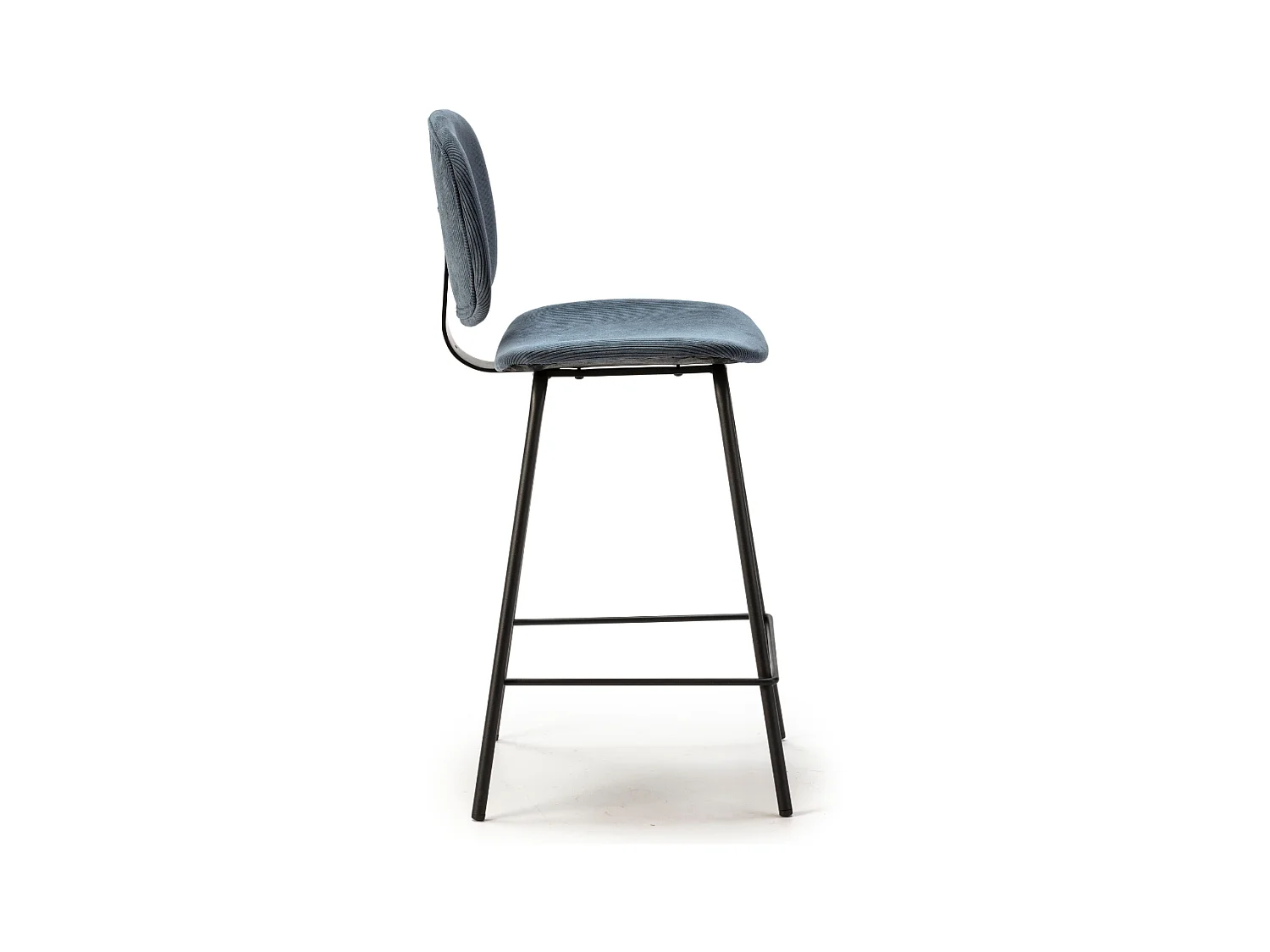 Lot de 2 tabourets en velours côtelé avec pieds en métal noir H65 cm - ARUS