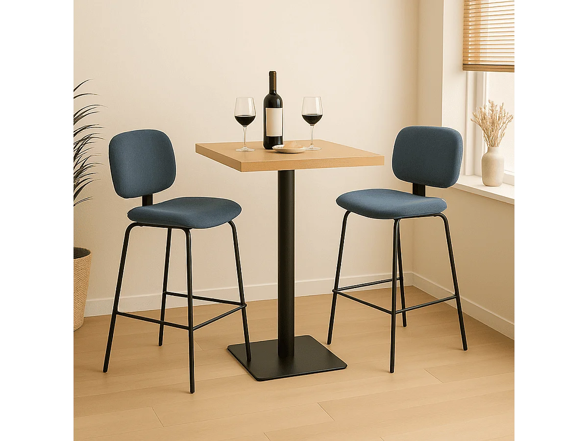 Lot de 2 tabourets en velours côtelé avec pieds en métal noir H65 cm - ARUS